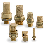 Druckluftschalldämpfer aus Sinterbronze und Messinganschlussteil